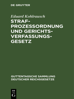 cover image of Strafprozessordnung und Gerichtsverfassungsgesetz